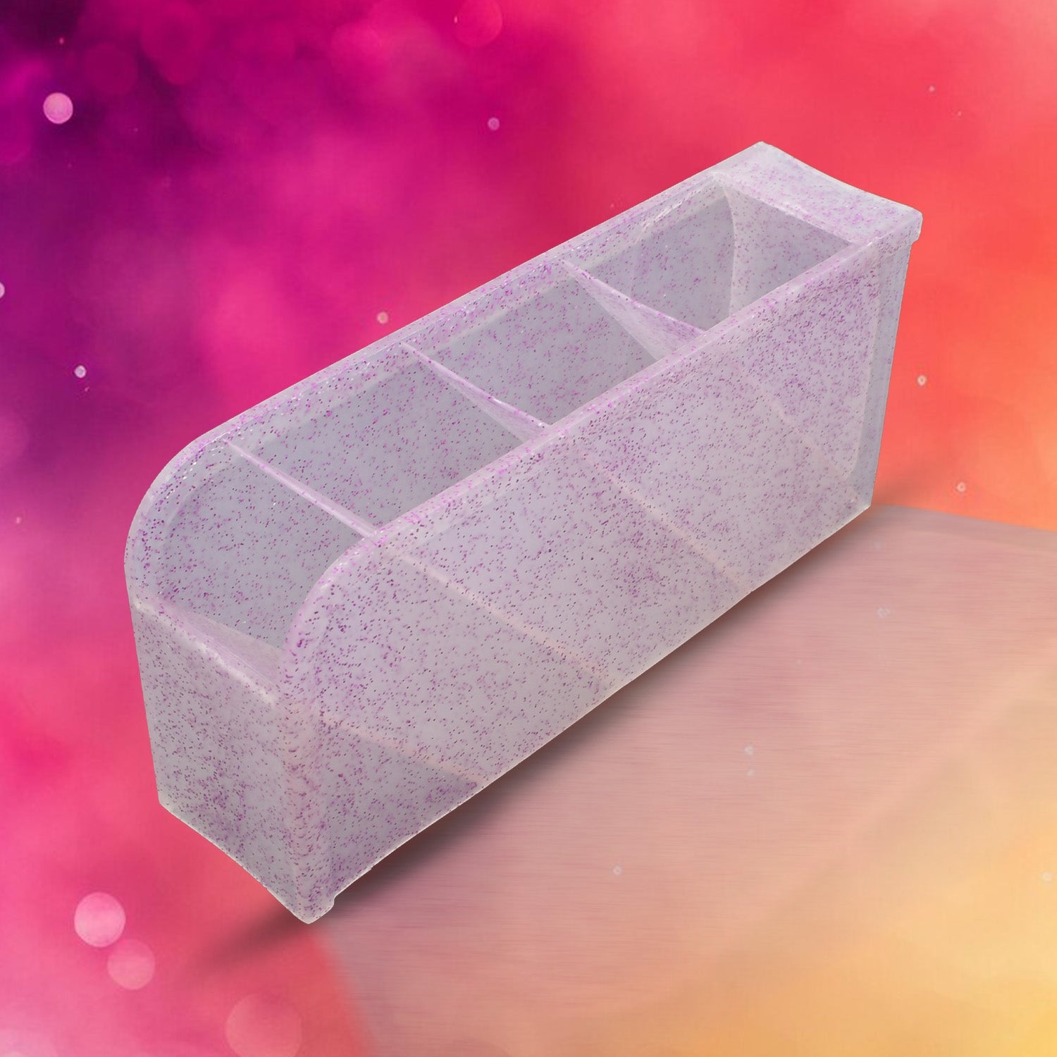 Plastic 4 Compartment Office Desktop Storage Box, Pen Pencil Stand/Holder Stationary Organizer, Plastic Desktop Stationary Organizer For School Plastic 4 Compartment Office Desktop Storage Box, Pen Pencil Stand/Holder Stationary Organizer, Plastic Desktop Stationary Organizer For School